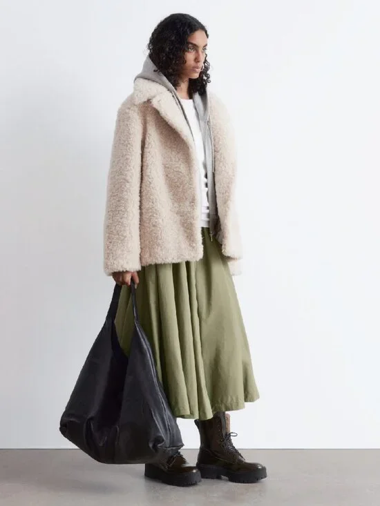 &Other Stories Wool-Blend Shearling-Fur Teddy Jacket Size Small - Picture 3 of 16